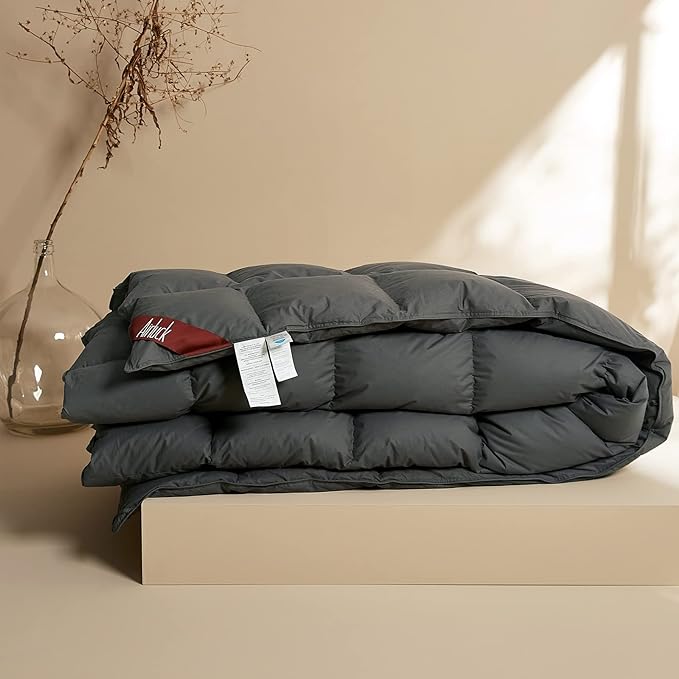 Luxury Feather Down Comforter Queen Full Size, Filled with Feather and Down, All Seasons