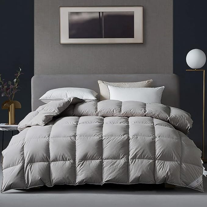 Luxurious Goose Feathers Down Comforter Dark Grey Thickened Heavyweight Warmth Duvet