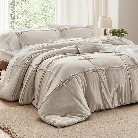 Navy Blue Queen Comforter Set - 4 Pieces Pinch Pleat Bed Set, Down Alternative Bedding