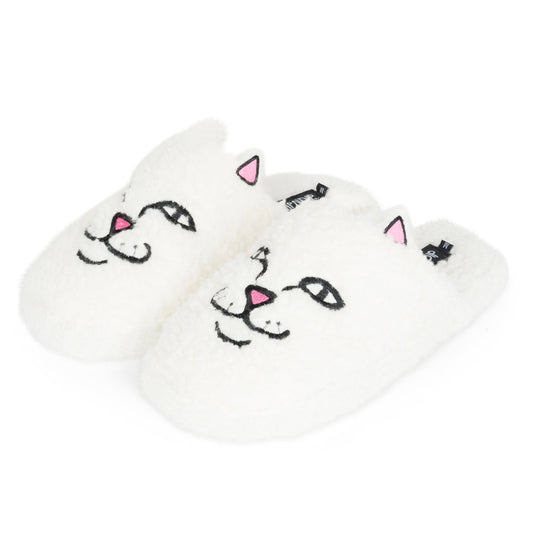 Nerm Face Fuzzy House Slippers (White)