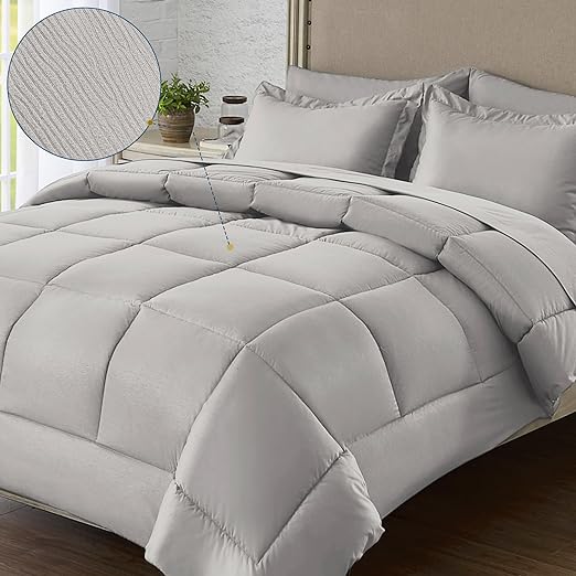 Queen Bed in a Bag 7 Pieces Comforter Set Queen, Wood Grain Texture Bedding Comforter