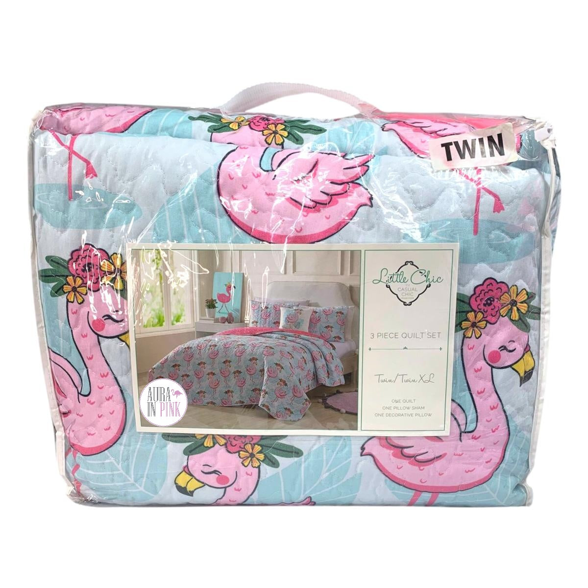 Little Chic by Casual Chic Collection Pink Flamingos 3 Pc Twin XL & 4 Pc Full/Queen Quilt Girls' Bedding Set