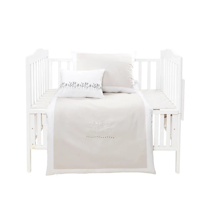 Mini Manilla Baby Hotel Style Crib Set-White/Stone