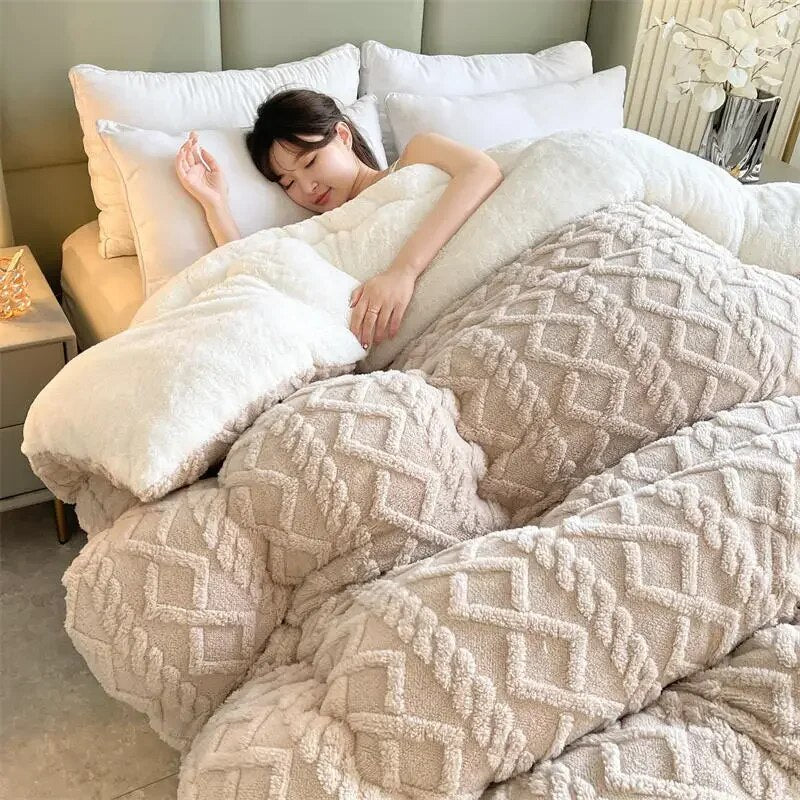 Super Thick Winter Warm Blanket for Bed Artificial Lamb Cashmere Weighted Blankets Soft Comfortable Warmth Quilt Comforter ShopOnlyDeal