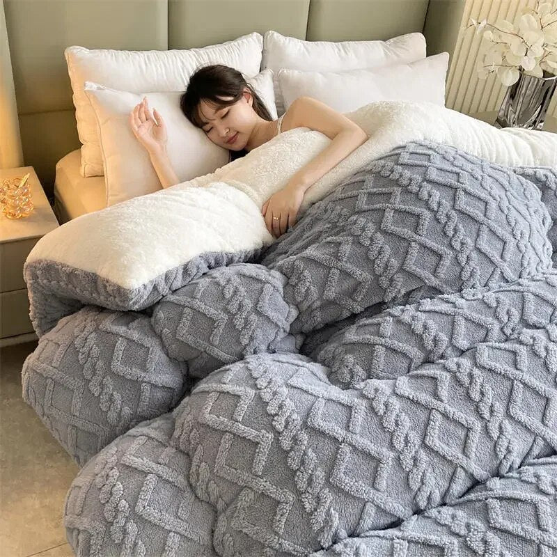 Super Thick Winter Warm Blanket for Bed Artificial Lamb Cashmere Weighted Blankets Soft Comfortable Warmth Quilt Comforter ShopOnlyDeal