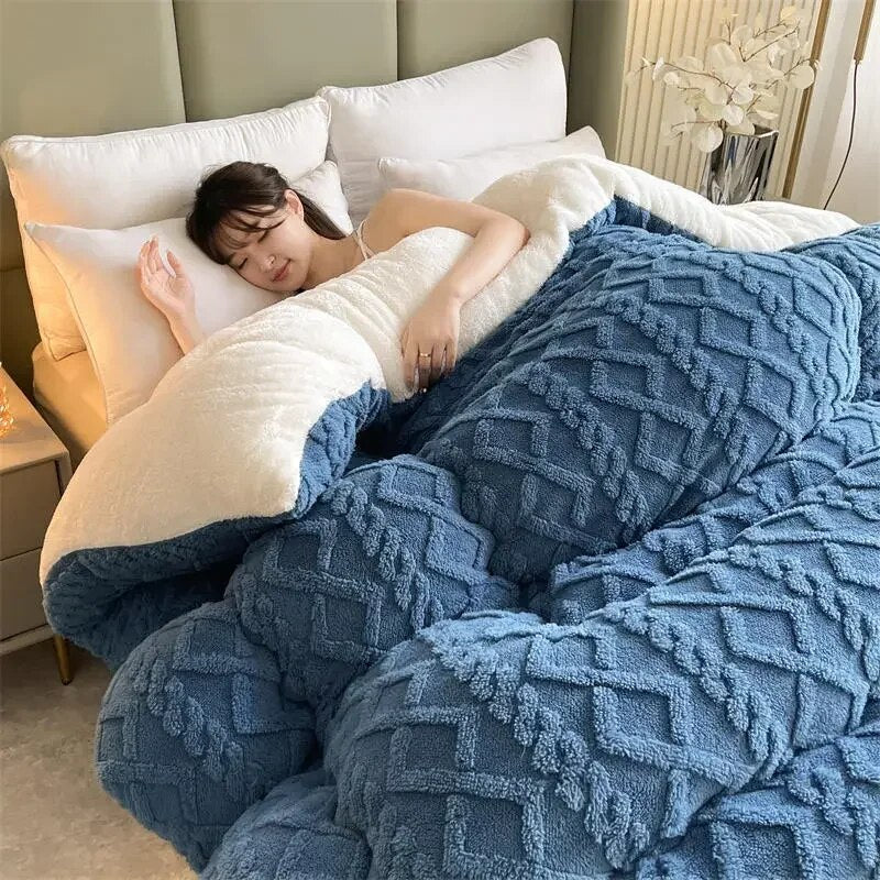 Super Thick Winter Warm Blanket for Bed Artificial Lamb Cashmere Weighted Blankets Soft Comfortable Warmth Quilt Comforter ShopOnlyDeal