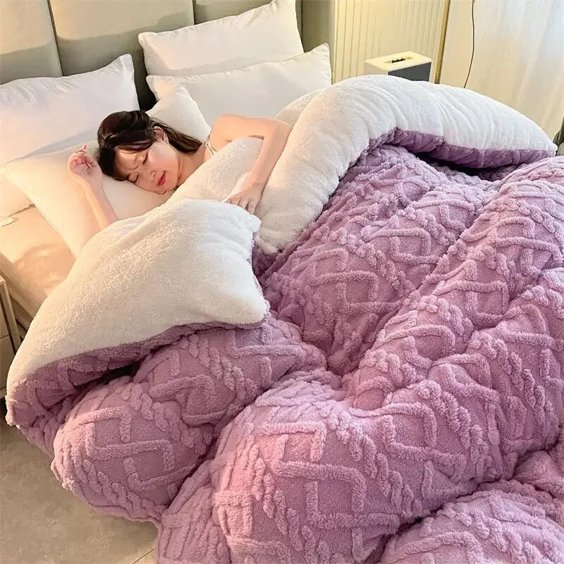 Super Thick Winter Warm Blanket for Bed Artificial Lamb Cashmere Weighted Blankets Soft Comfortable Warmth Quilt Comforter ShopOnlyDeal