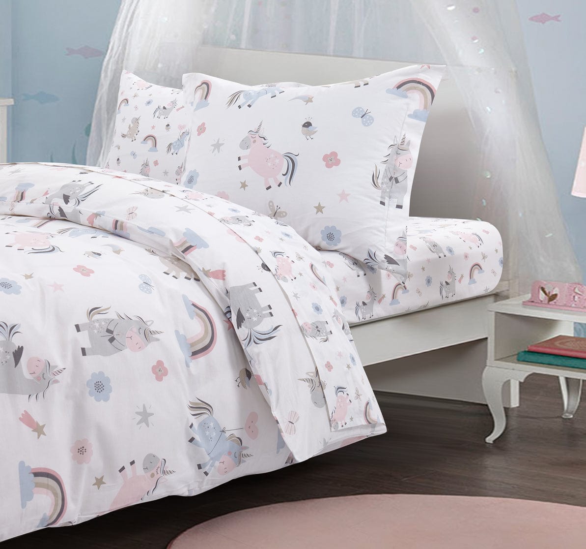 Organic Cotton Printed Unicorn Duvet Cover Set