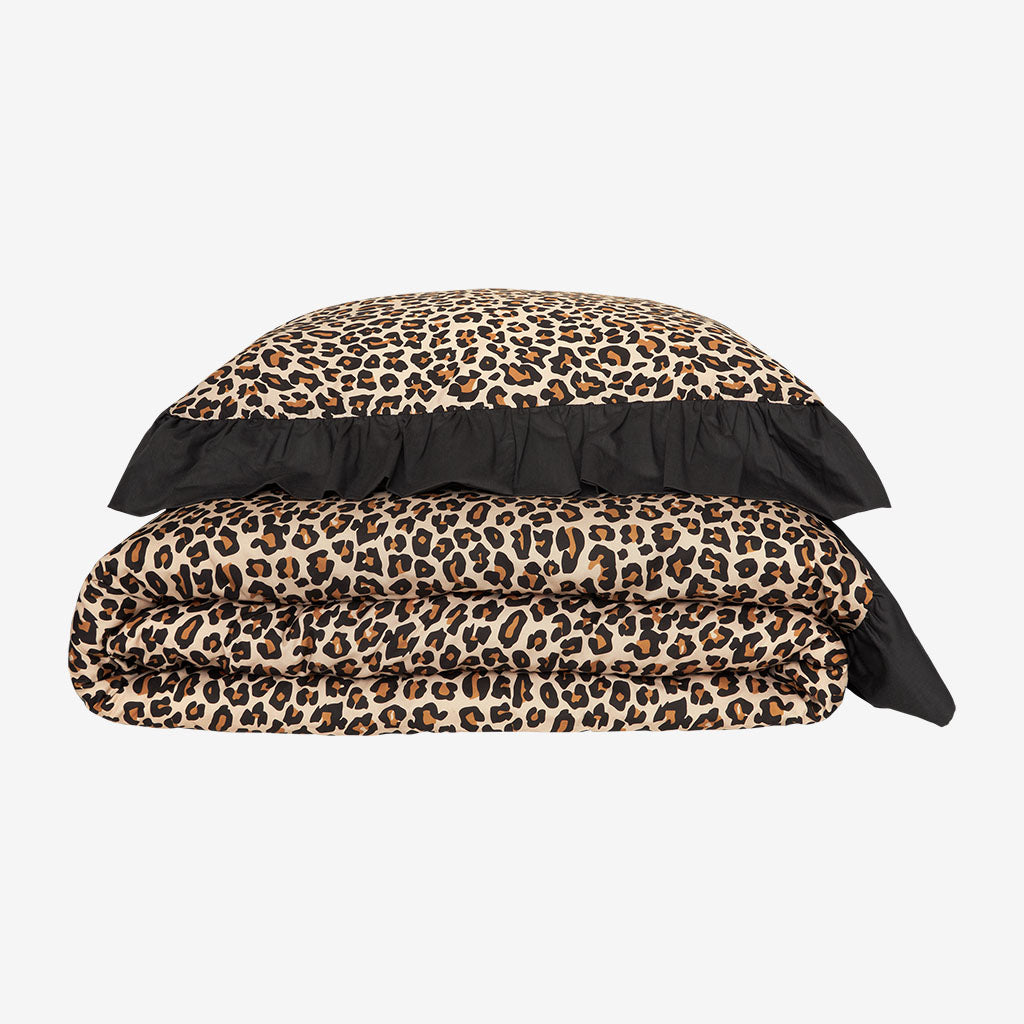 Lana Leopard Tan Ruffled Duvet Cover Set