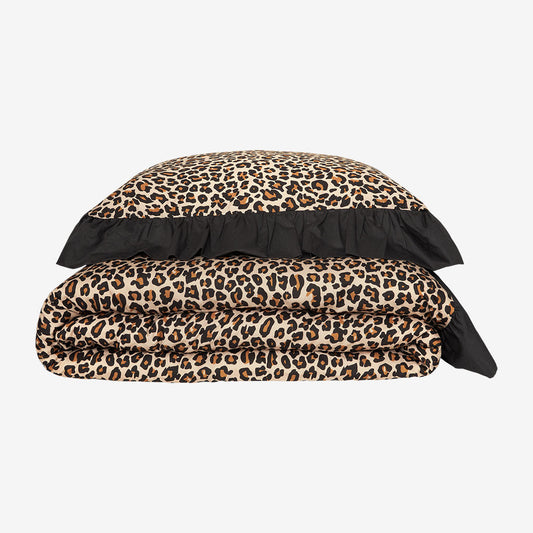 Lana Leopard Tan Ruffled Duvet Cover Set
