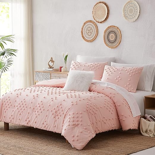 Queen Comforter Set, Purple 8 Pieces Aesthetic Pom Comforter Sets, Twin Bed in a Bag