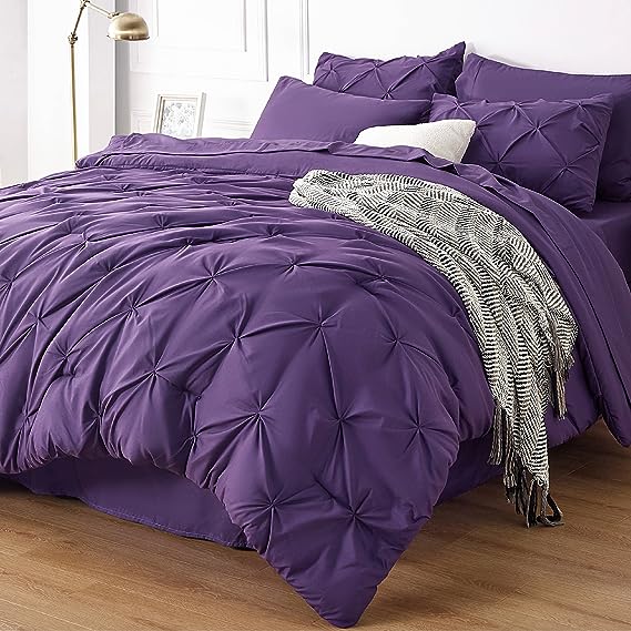 Full Size Comforter Sets - Bedding Sets Full 7 Pieces, Bed in a Bag Navy Blue Bed Sets