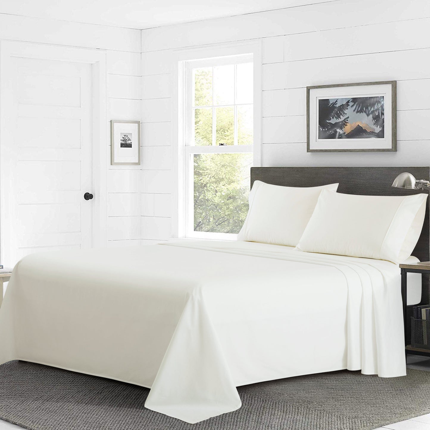 800 Thread Count Deep Pocket Hotel Standard Solid Long Staple 100% Cotton 4 Pieces Sheet Set with Elastic Corner Straps