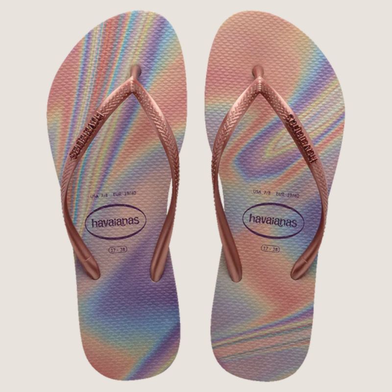Havaianas Slim Metal Logo Iridescent Thong