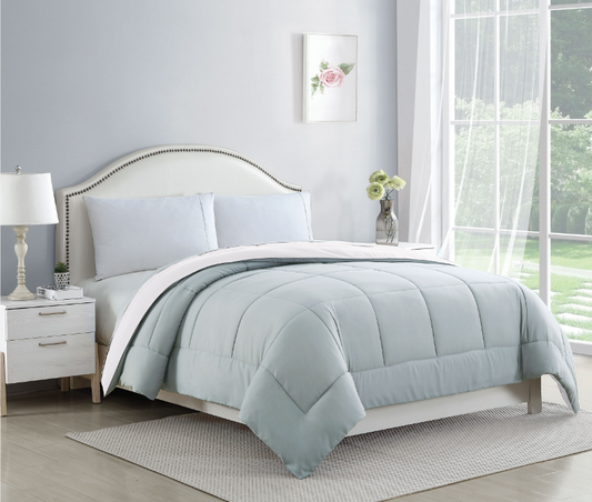 Silver/White Reversible Down Alternative Comforter