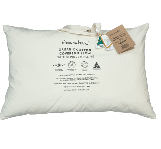 Dreamaker Organic Cotton Covered Pillow with Repreve