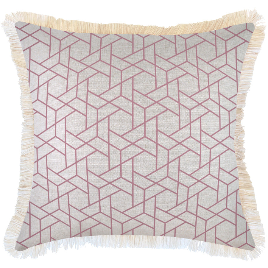 Cushion Cover-Coastal Fringe-Milan Rose-60cm x 60cm