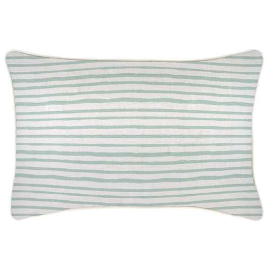 Cushion Cover-With Piping-Paint Stripes Pale Mint-35cm x 50cm