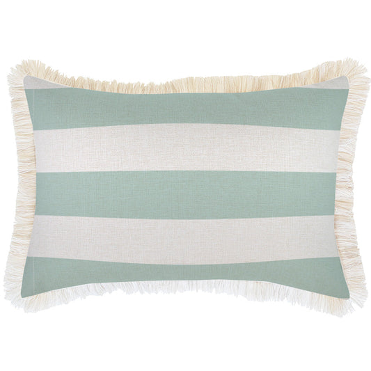 Cushion Cover-Coastal Fringe-Deck-Stripe-Mint-35cm x 50cm