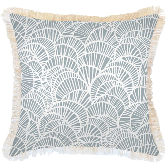 Cushion Cover-Coastal Fringe Natural-Positano Smoke-60cm x 60cm