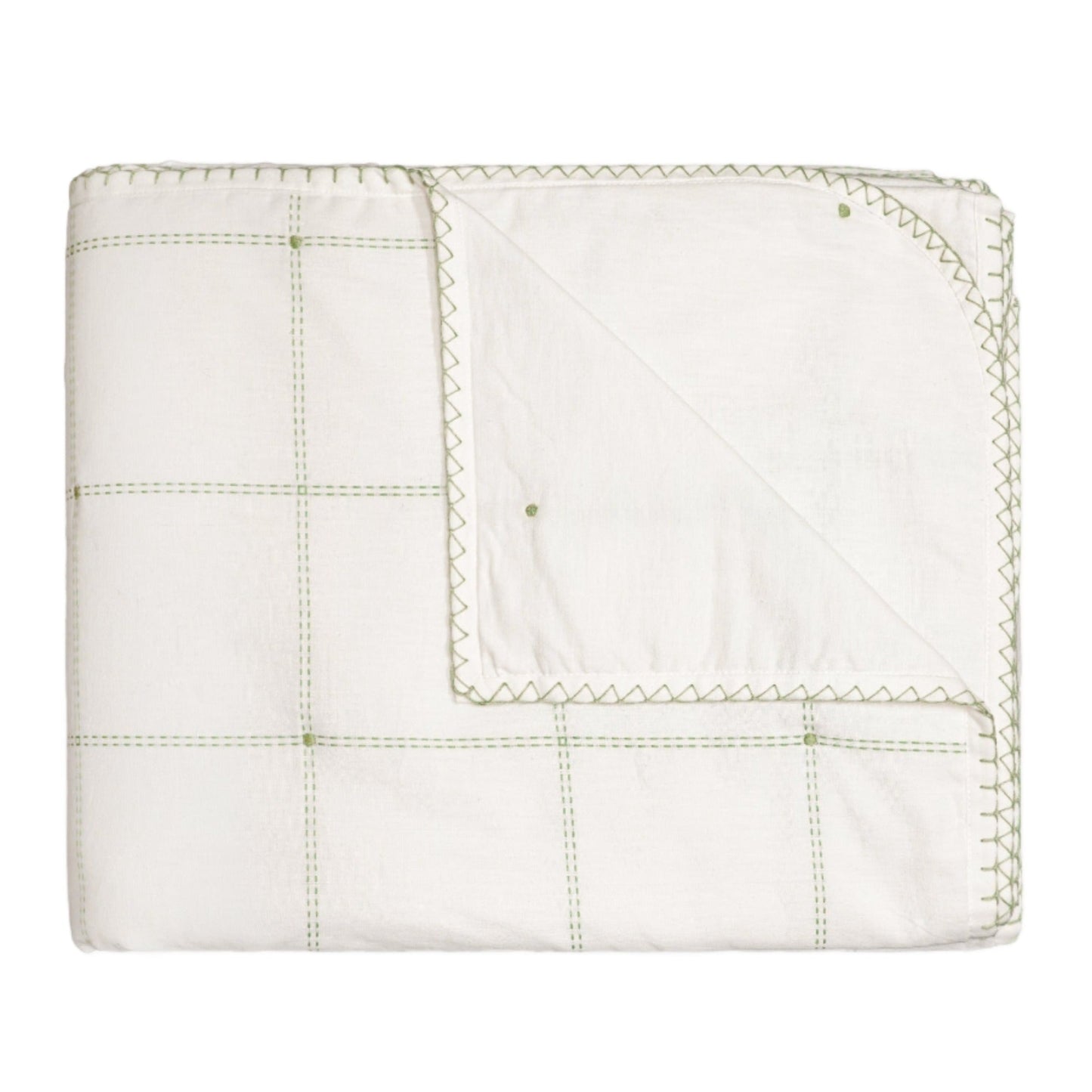 Quilted Squares Bedspread - Green