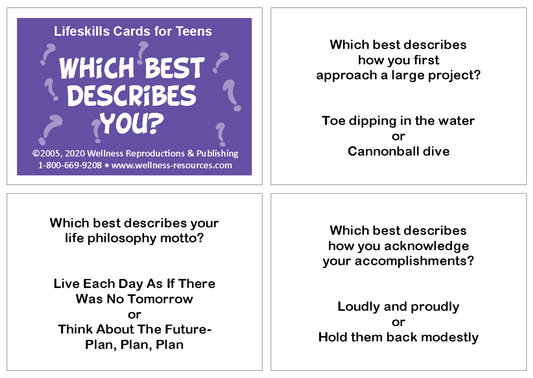 Lifeskills Cards for Teens: Which Best Describes You?