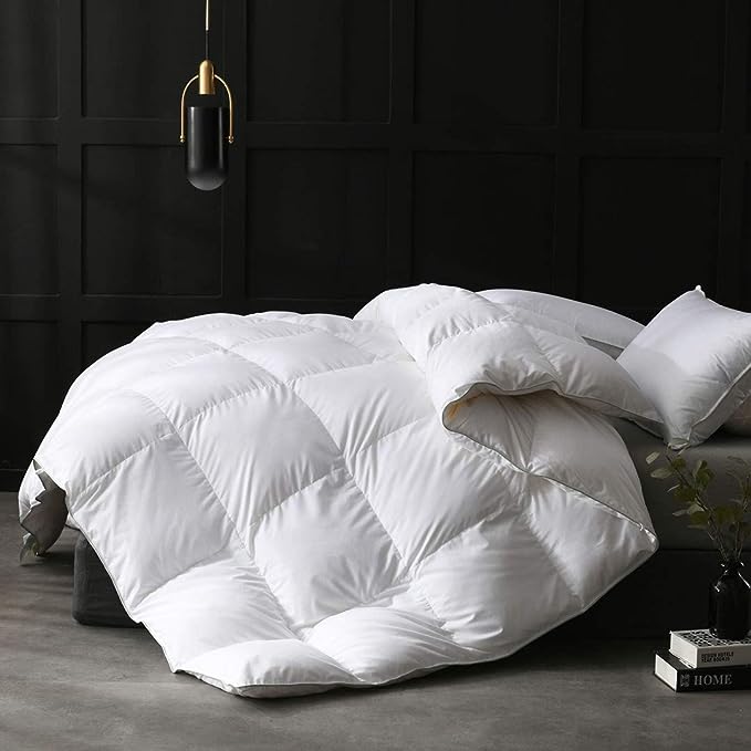 Lightweight King Size Feathers Down Comforter, Fluffy Duvet Insert for Warm/Hot Sleepers