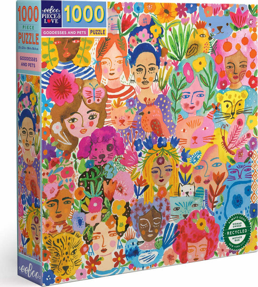 Goddesses and Pets 1,000 Piece Square Puzzle