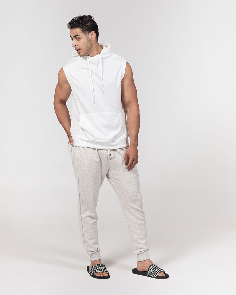 Houndstooth Black White Men Slides Sandals, Designer Shoe Boys Flat Wedge Slippers Vegan Casual Flip Flops Slip On