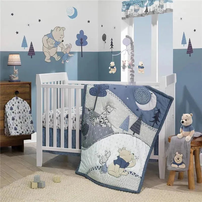 Lambs & Ivy - Disney Forever Pooh 3Piece Baby Crib Bedding Set, Blue
