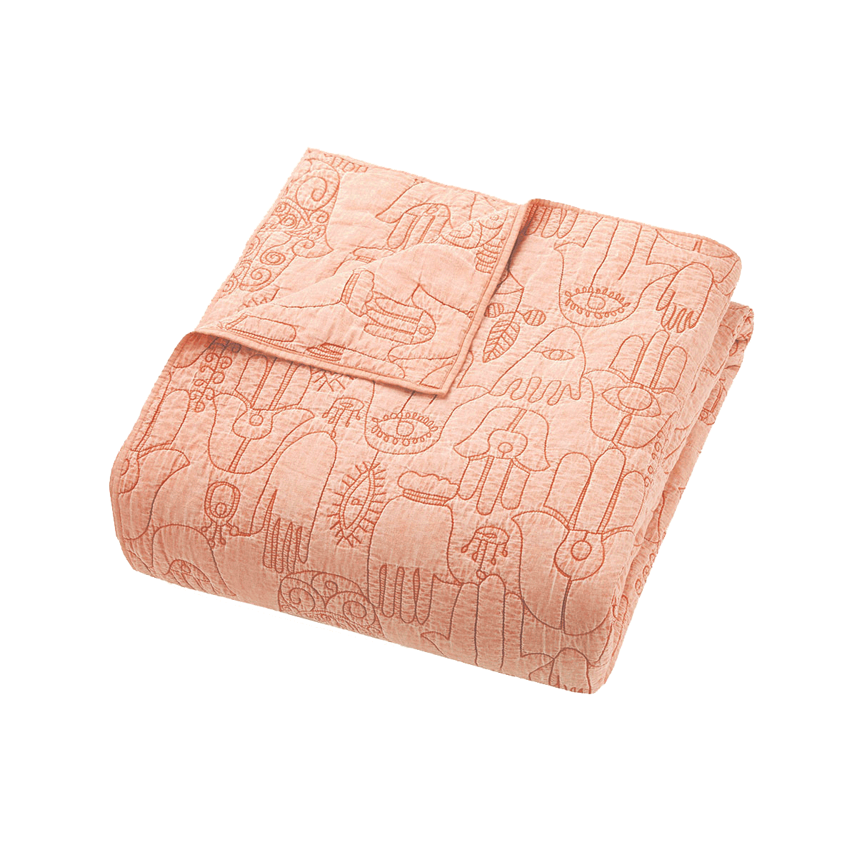 Peach Hamsa Quilt Set by Jungalow® Queen/Full Peking Bedding