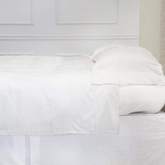 Pom Pom at Home Cotton Sateen Sheet Set - White Bedding and Bath